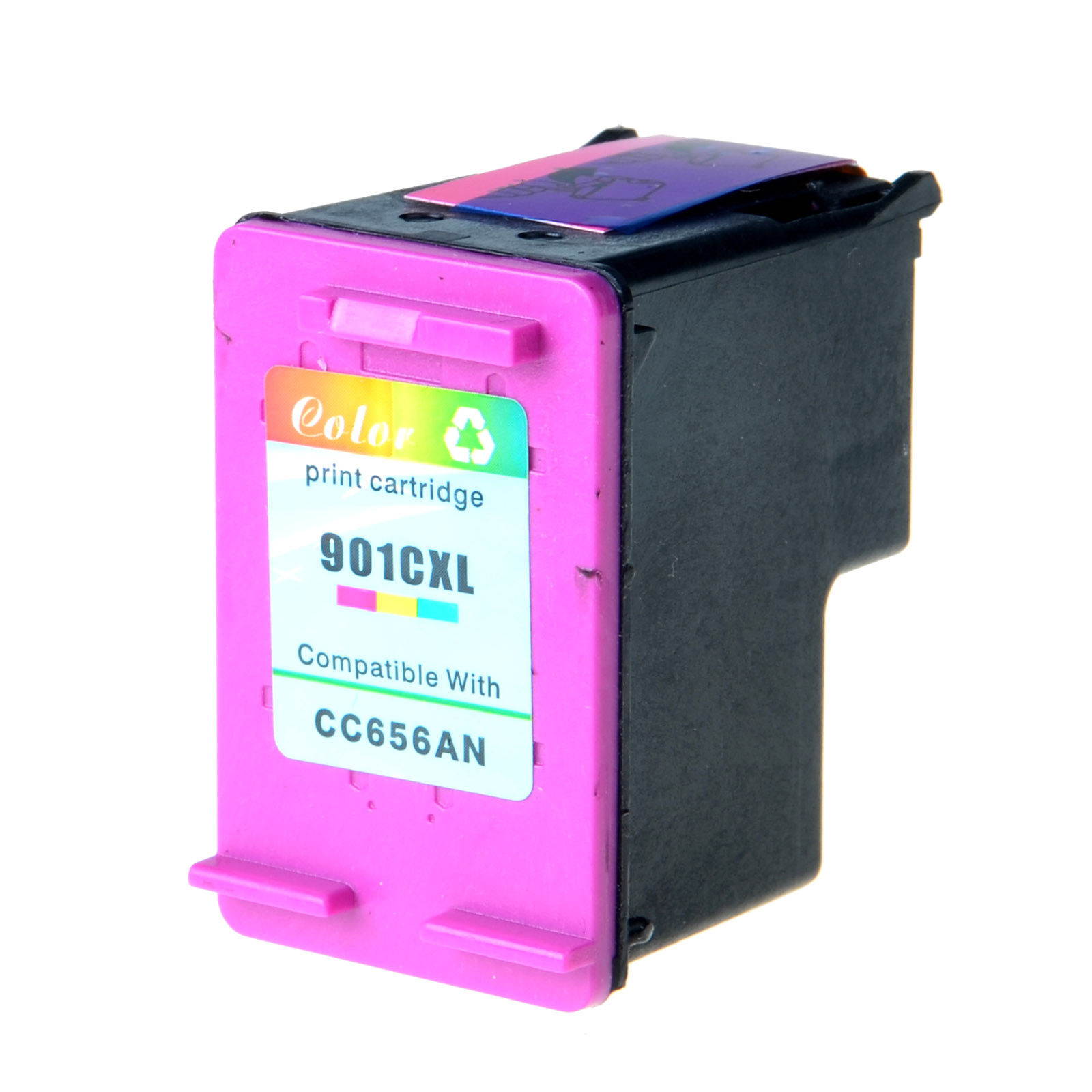 GREENCYCLE 2PK Refilled 901XL CC654AN CC656AN (1 Black,1 Color) High Yield Ink Cartridge for HP OfficeJet J4680 4500 Printer