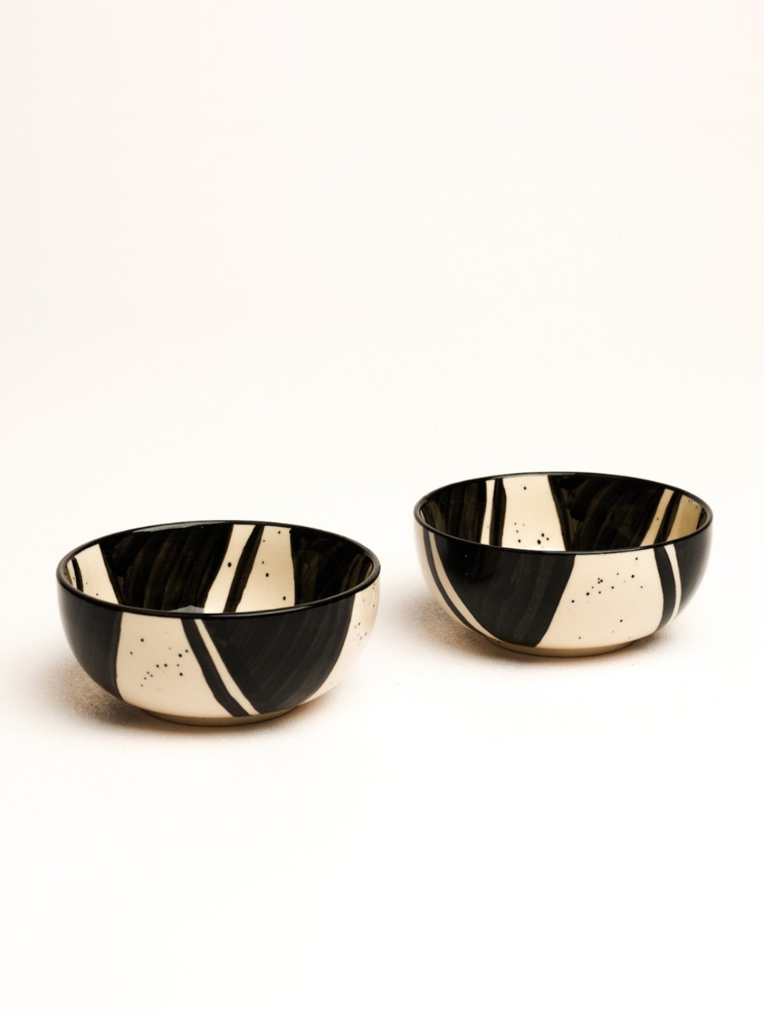 BlackCarrot Black & White Ceramic Dip Bowls Set of 2