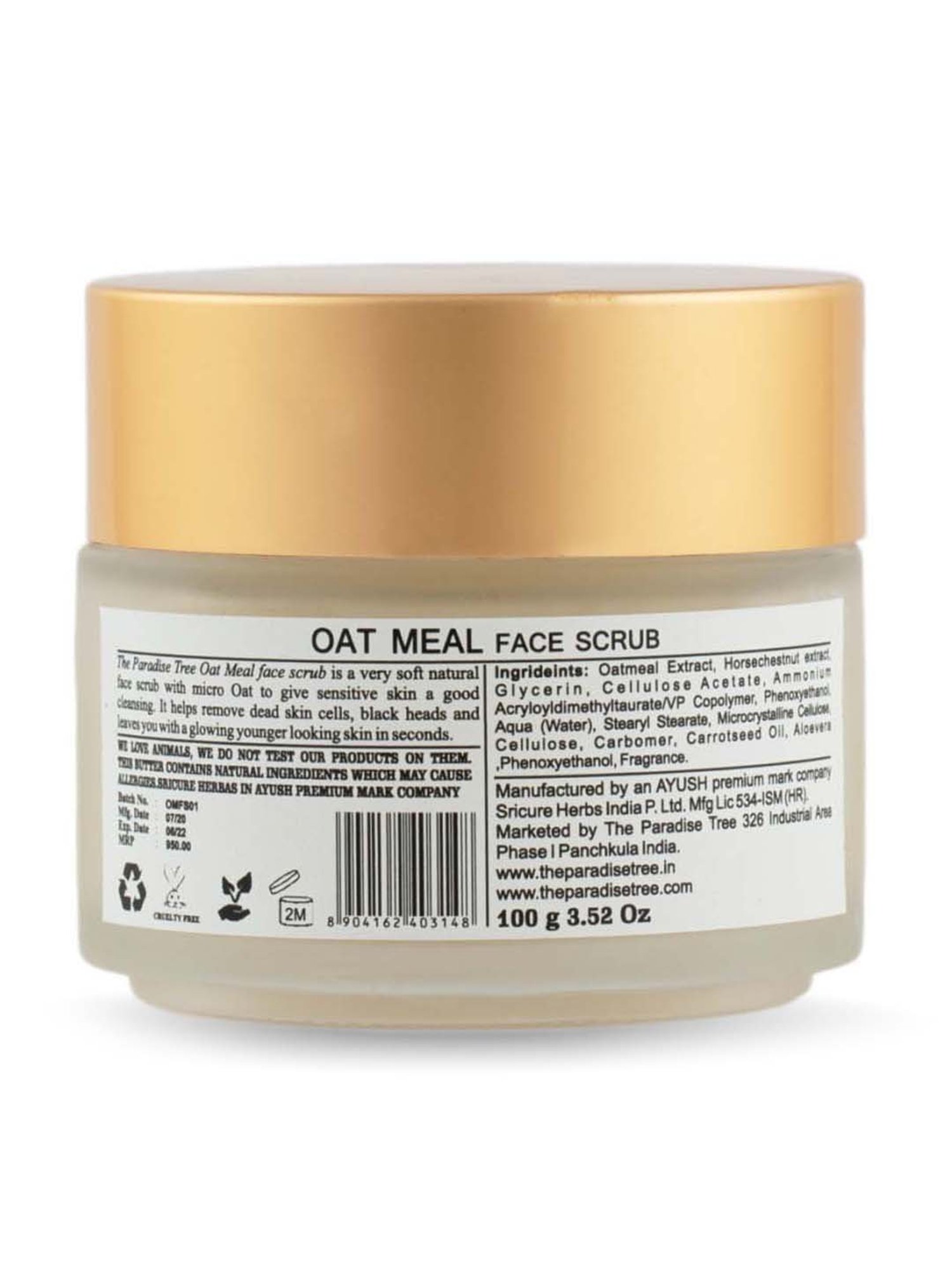 The Paradise Tree's One of a Kind Oatmeal Micro Peel Face Scrub - 100 gm