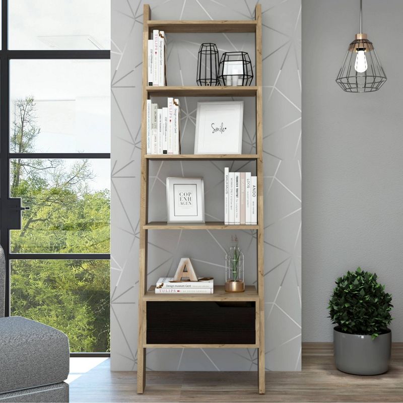 70" Aster 4 Tier Leaning Bookcase Light Wood - RST Brands
