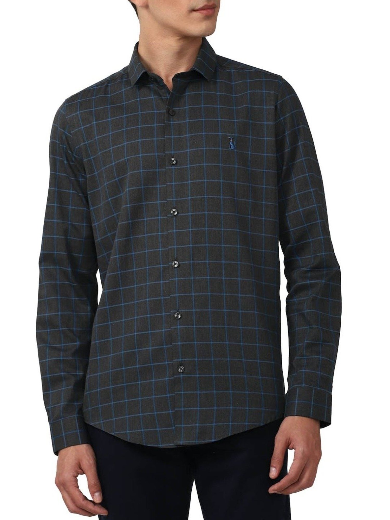 Simon Carter London Grey Checks Slim Fit Shirt