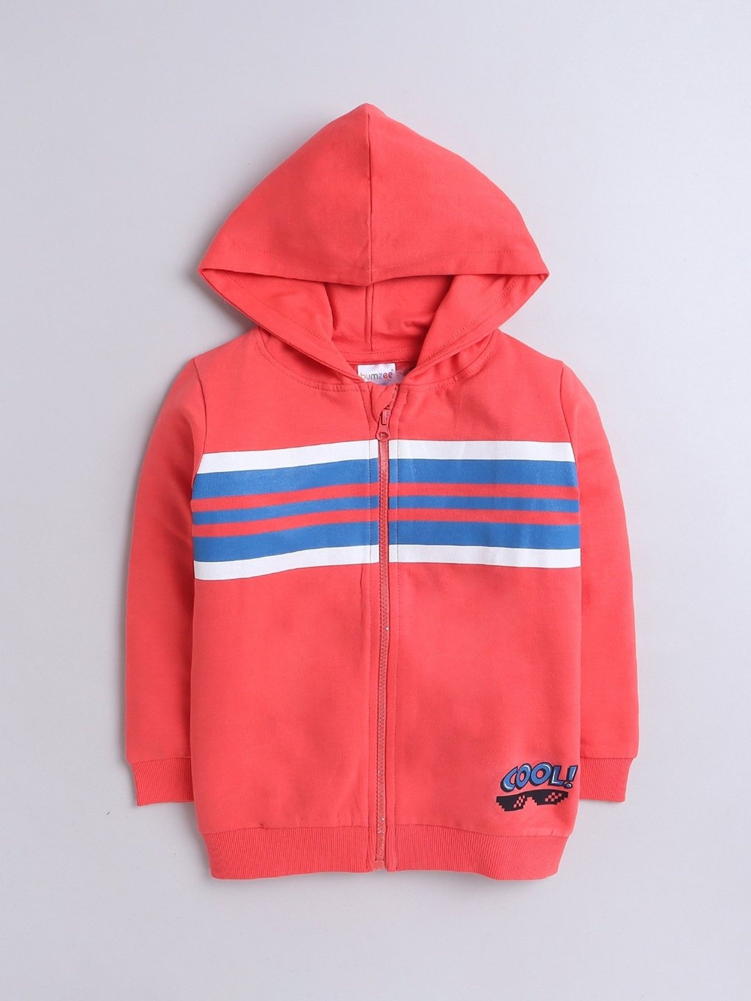 Bumzee Kids Coral Cotton Striped Sweatshirt
