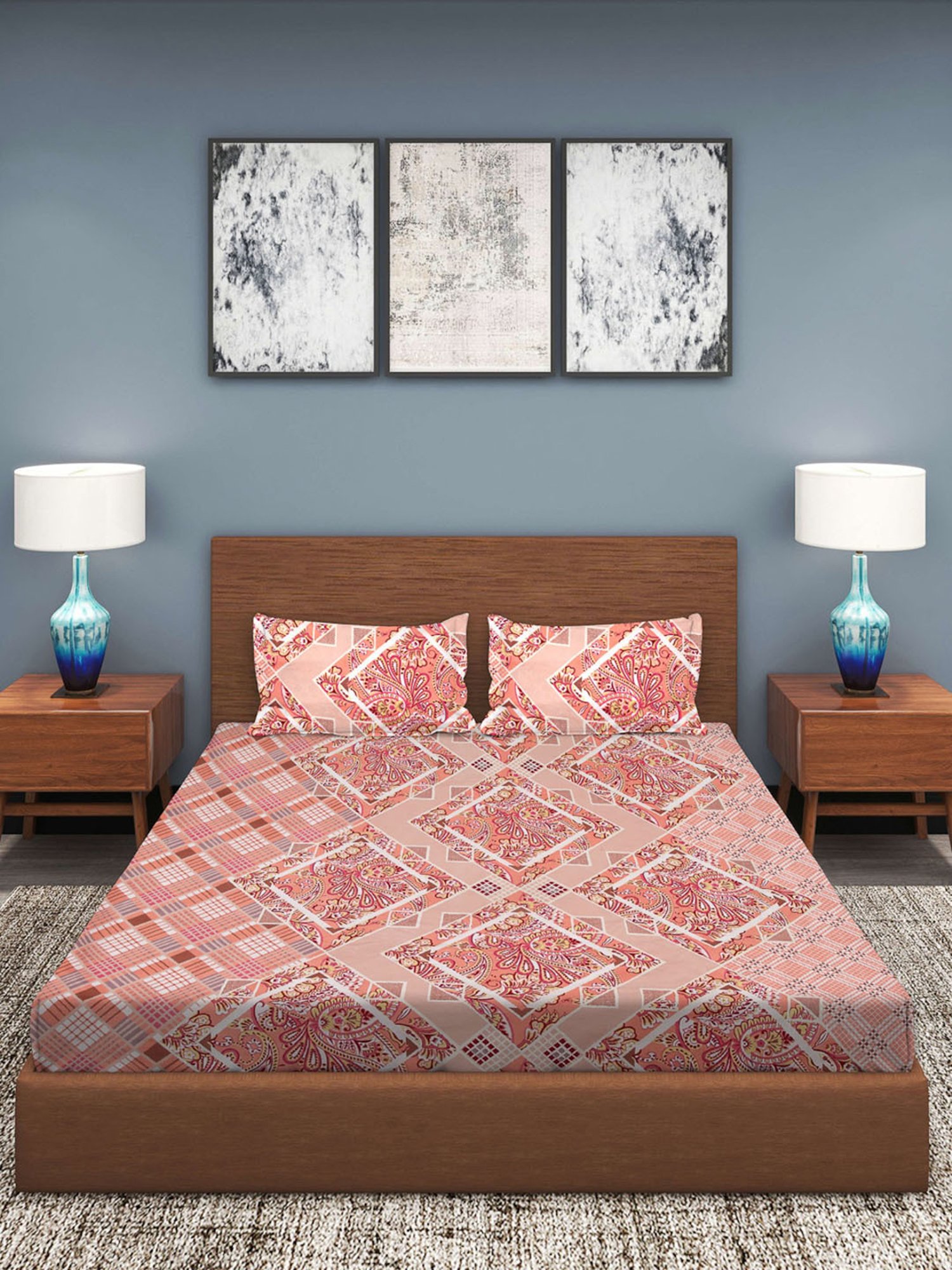 Romee Pink Cotton Ethnic Bed Sheets