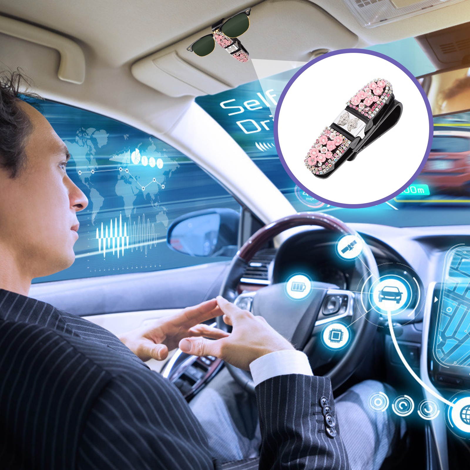 1Pc Durable Practical Car Sunglasses Holder Auto Sunglasses Mount Vehicle Glasses Clip