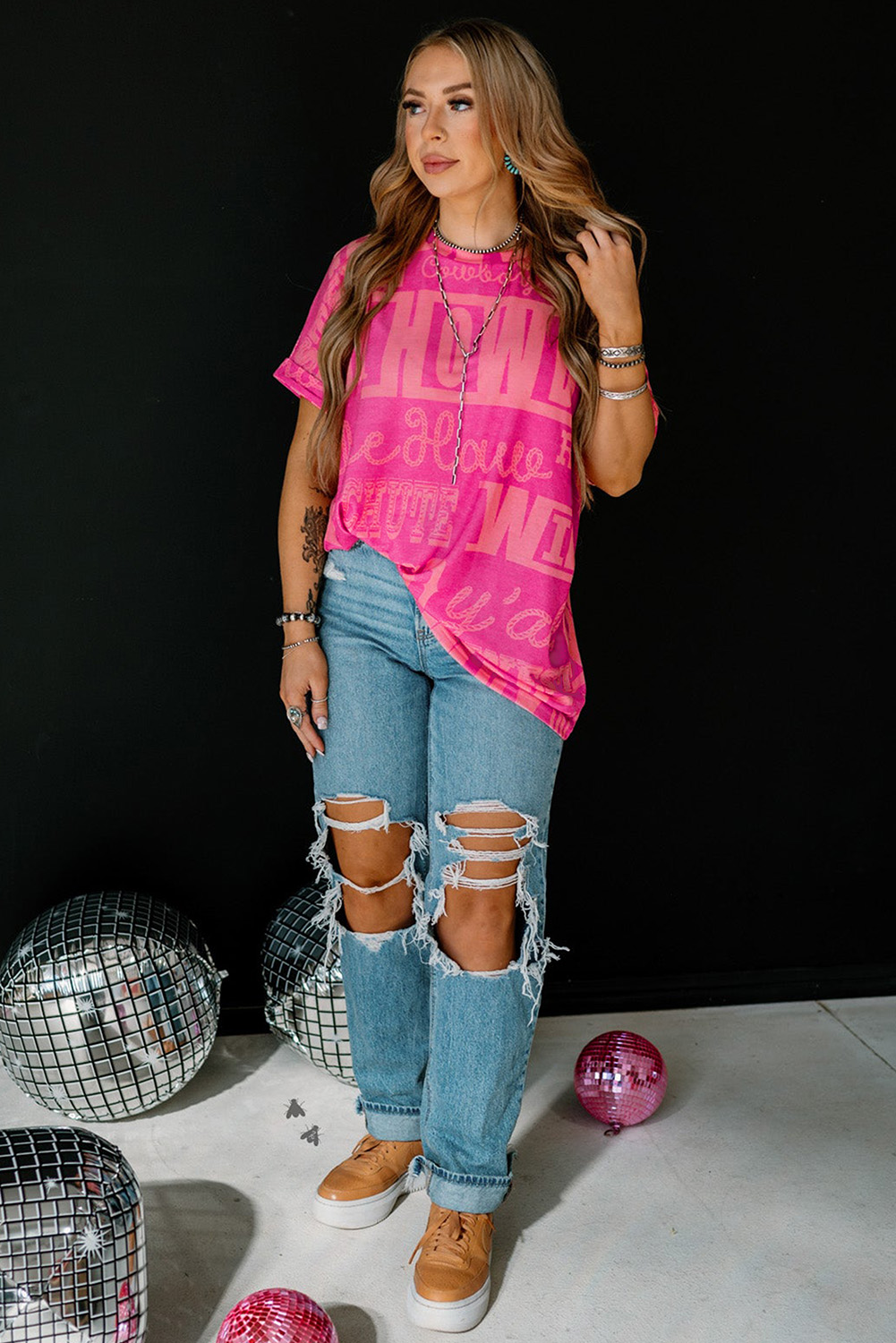 Red Cheetah Print Casual Short Sleeve Crew Neck T Shirt