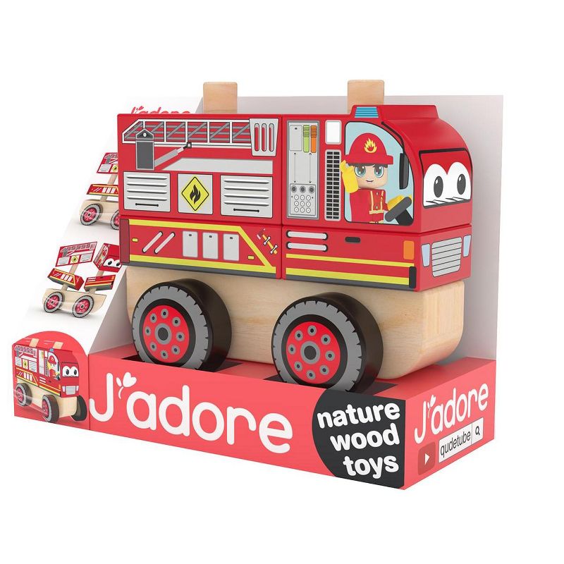 J'adore Fire Truck Wooden Stacking Toy
