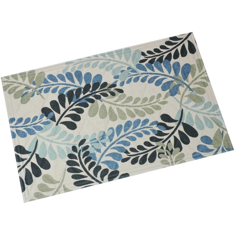 1'11"x2'11" Rectangle Pressed or Molded Leaf Accent Rug Off-White - Sunnydaze Decor