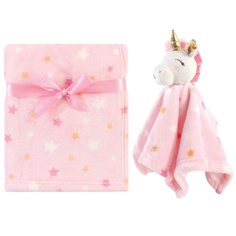 Luvable Friends Unisex Baby Unicorn Themed Baby Bedding Set Unicorn Blanket and Security Blanket - One Size