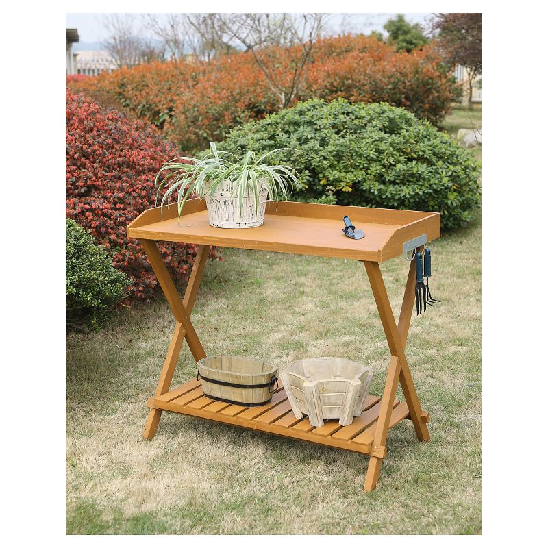 Galvanized Potting Bench Gray - Poly-Tex