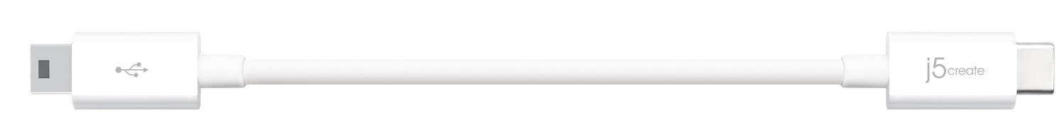 USB 2.0 Type-C to Mini-B Cable by j5create| 6 Ft (180 cm) White