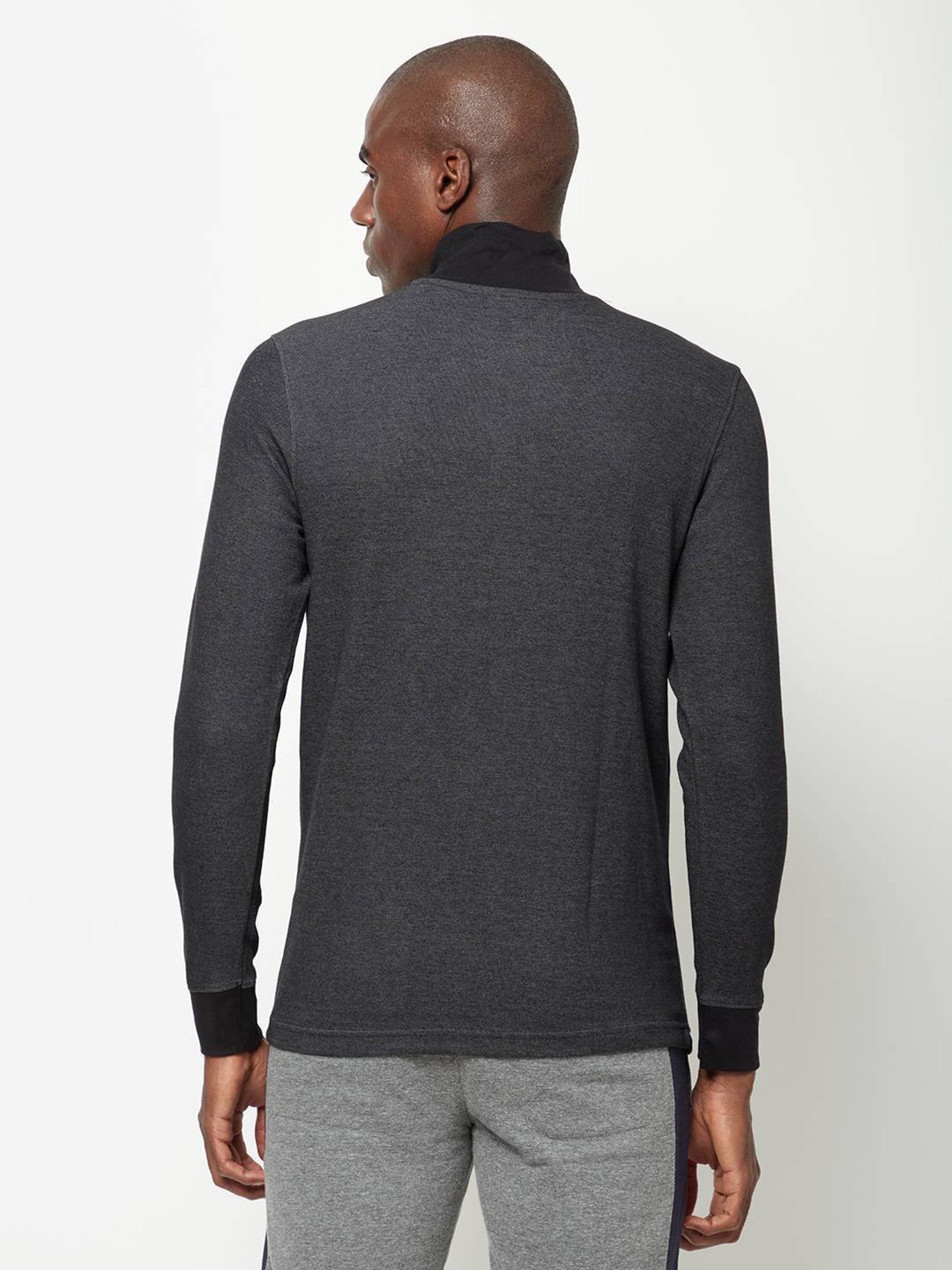 Sporto Black Denim Slim Fit T-Shirt