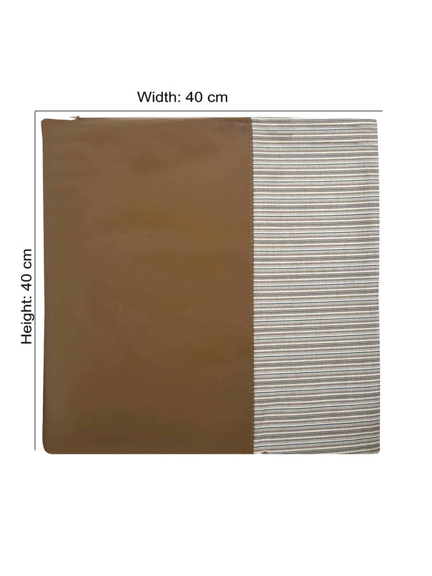 @home Beige Leather Cushion Cover With Zipper