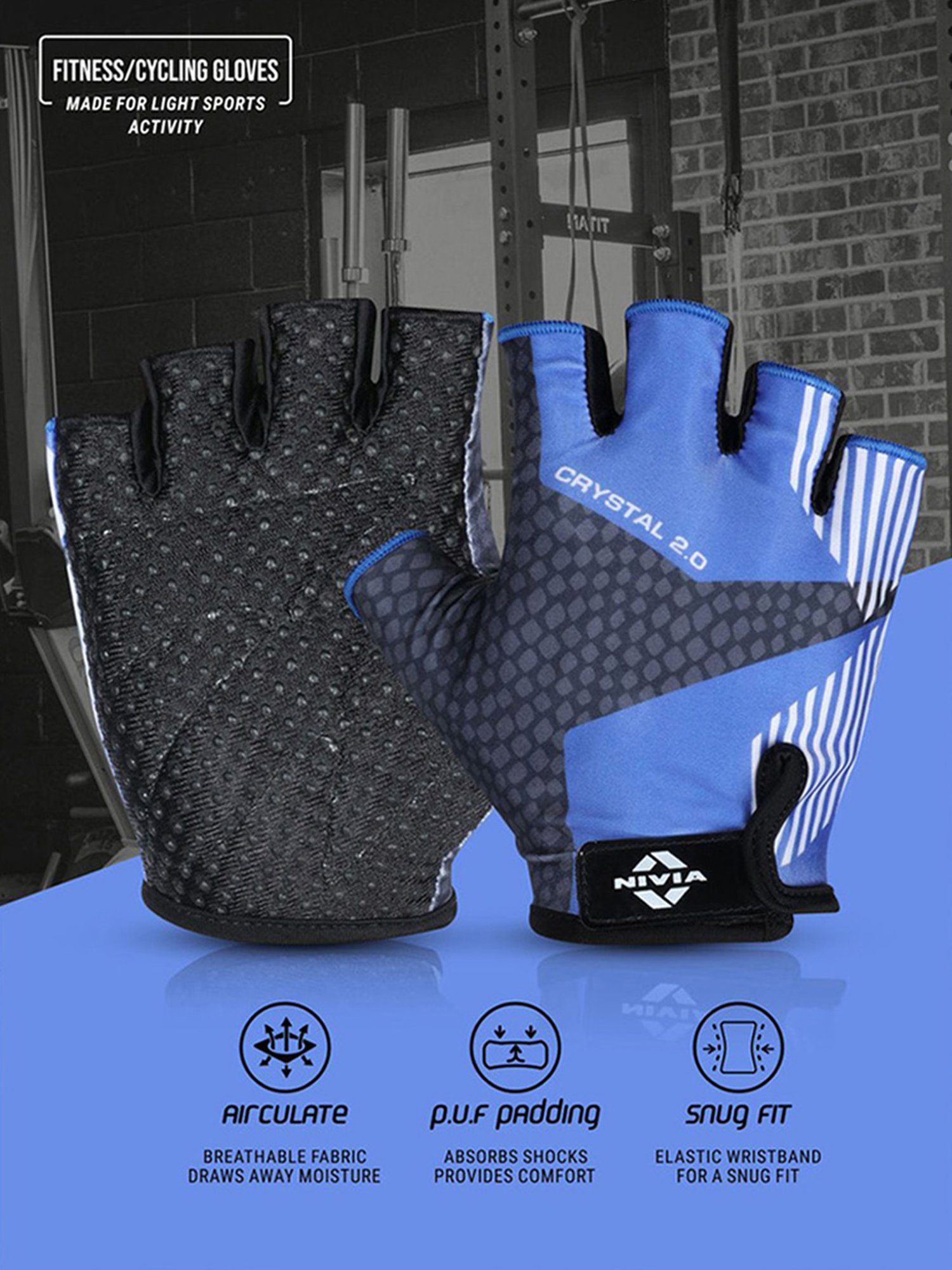 Nivia Crystal 2.0 Gym Glove (Pink) Size - L1