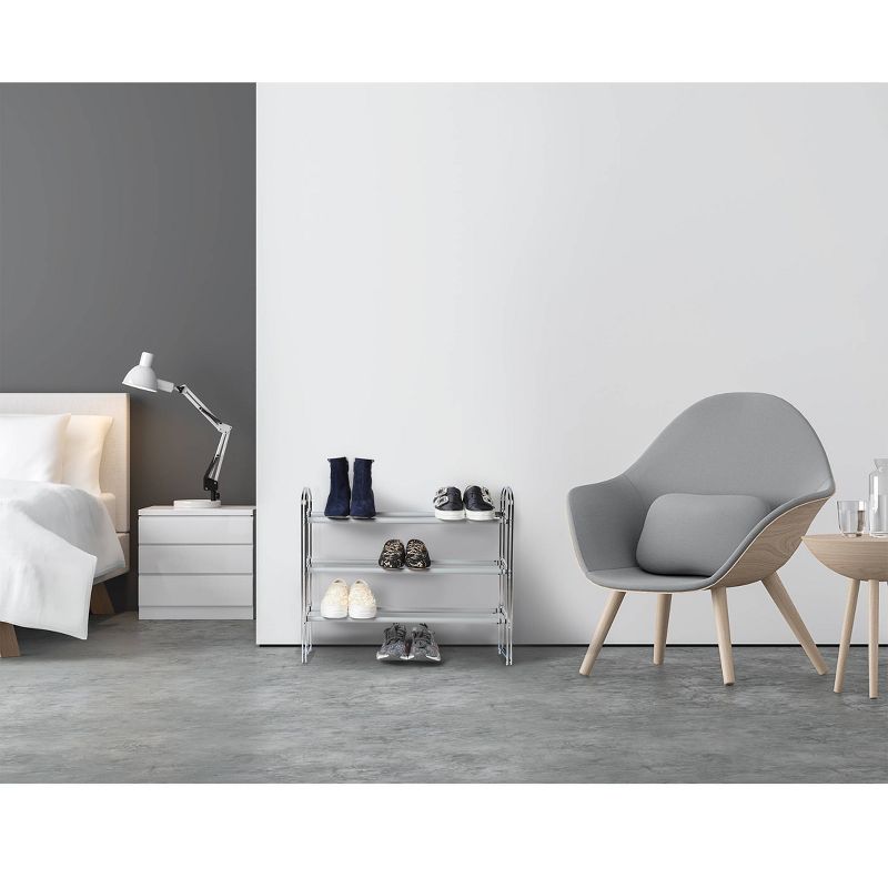 IRIS 2 Tier Slim Stackable Metal Shoe Rack Black