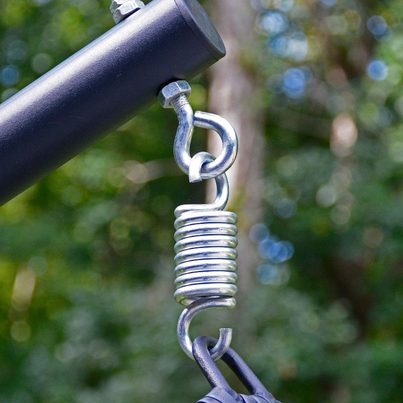 Cushioned Rattan Wicker Hanging Chair with Stand - Blue - Algoma