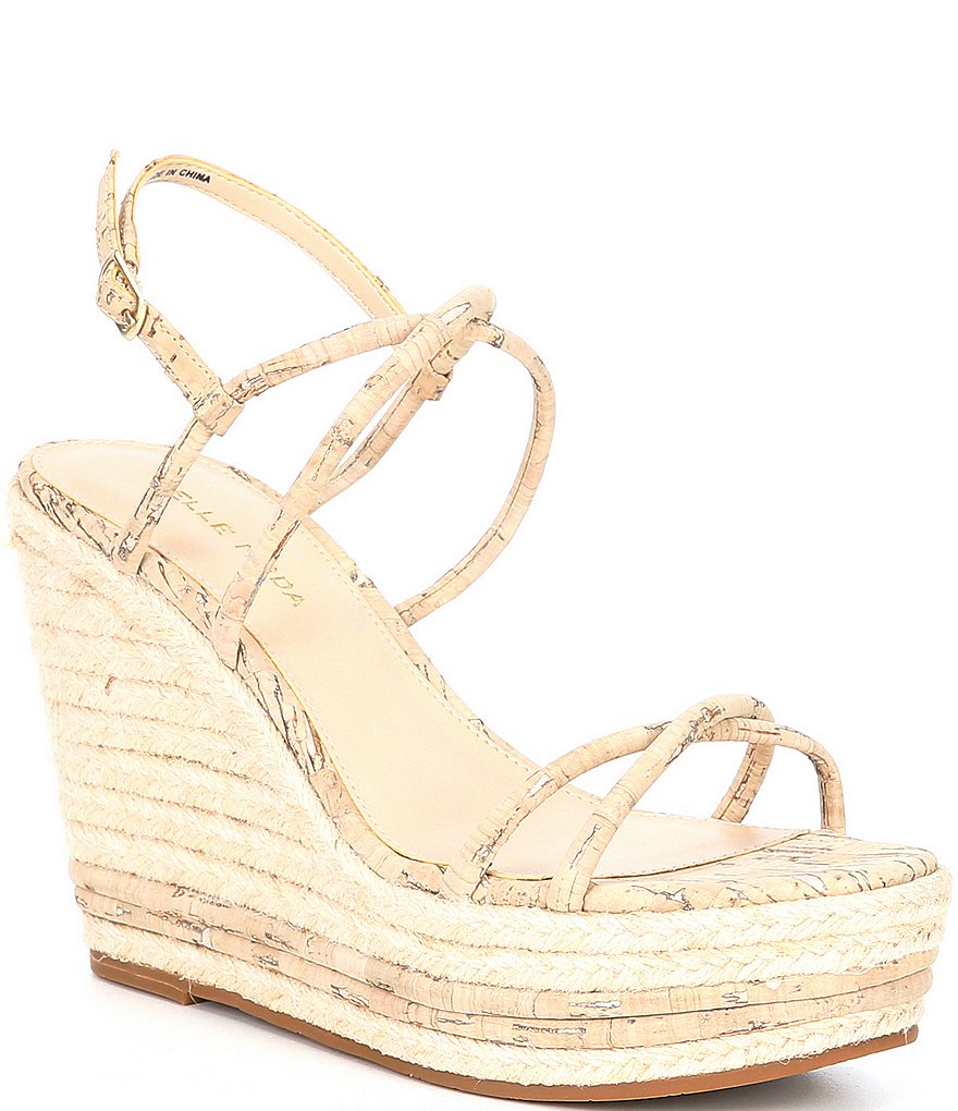 Pelle Moda Rio White Washed Cork Espadrille Wedge Sandals