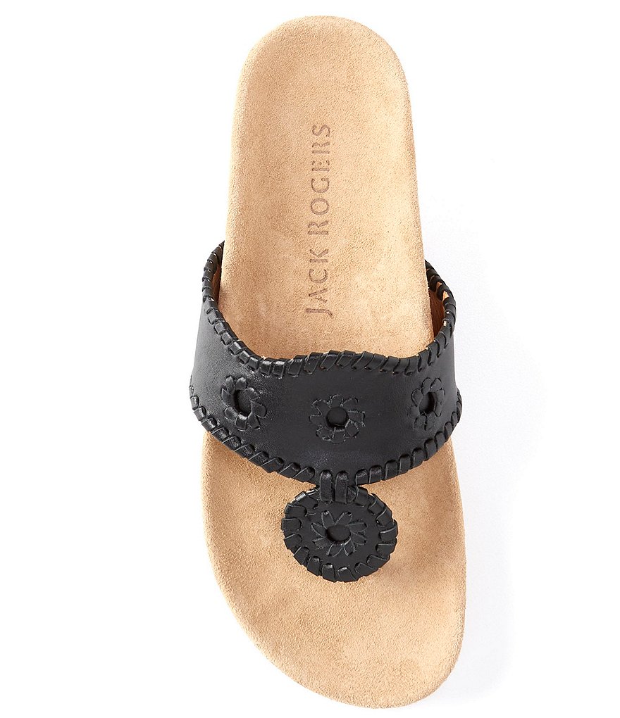 Jack Rogers Jacks Comfort Leather Whipstitch Detail Thong Sandals