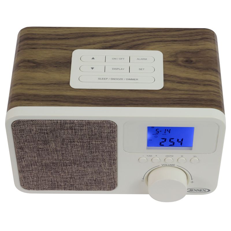JENSEN AM/FM Digital Dual Alarm Clock Radio with LCD Display, 1A Charging Port for all Smartphones, Aux-in (JCR-315)
