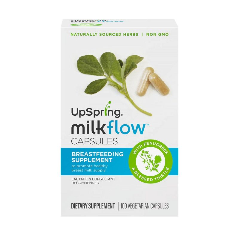 UpSpring Milkflow Fenugreek + Blessed Thistle Capsules Breastfeeding Supplement - 100ct