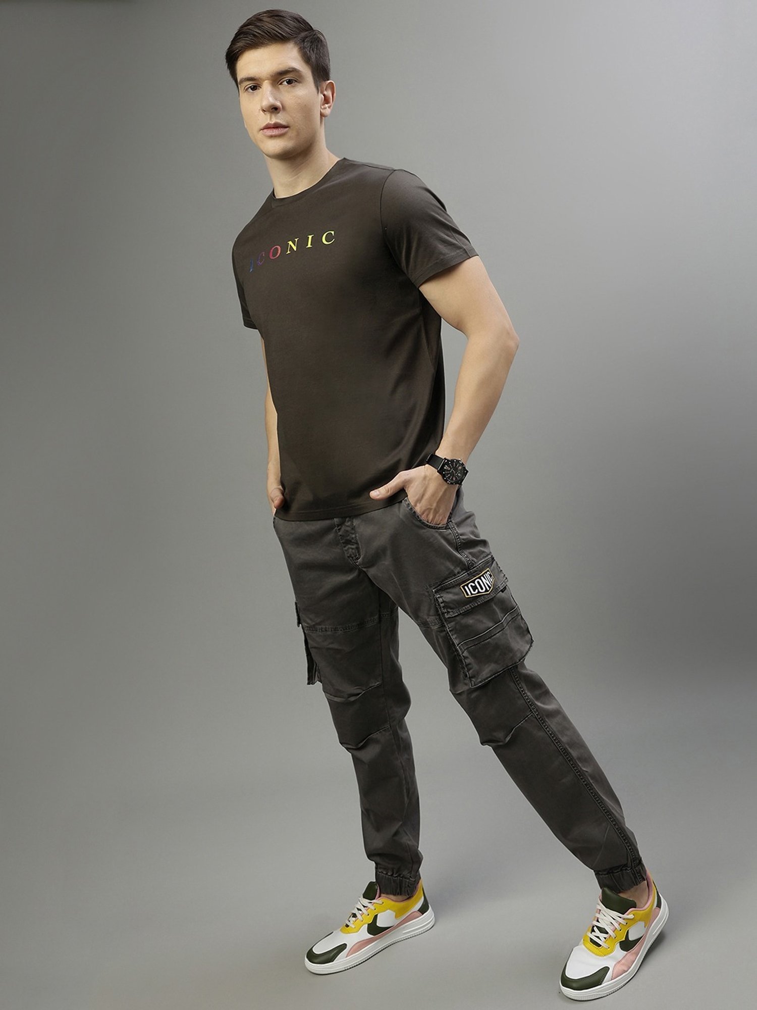 Iconic Men Typography Regular Fit Cotton T-shirt