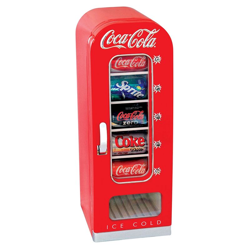 Koolatron CVF18 Coca-Cola Official Design Push Button Vending Machine Mini Fridge Holds 10 Cans