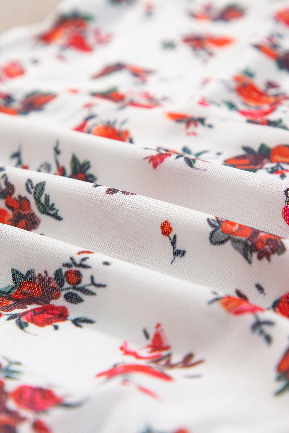 Rose Red Rhinestone Mesh Long Sleeve Bodysuit