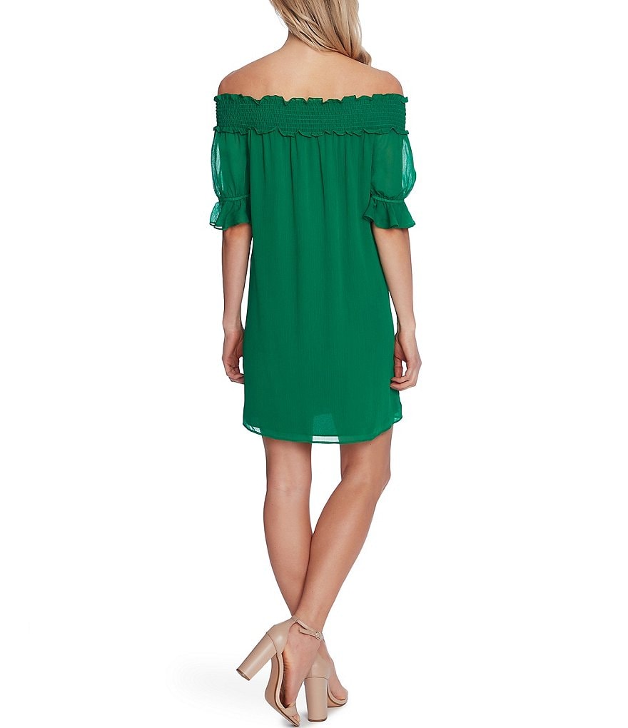 CeCe Off-the-Shoulder Chiffon Shift Dress