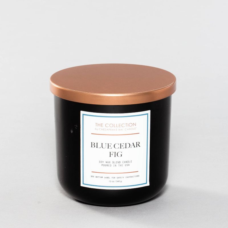 12oz Lidded Glass Jar 2-Wick Candle Blue Cedar Fig - The Collection By Chesapeake Bay Candle