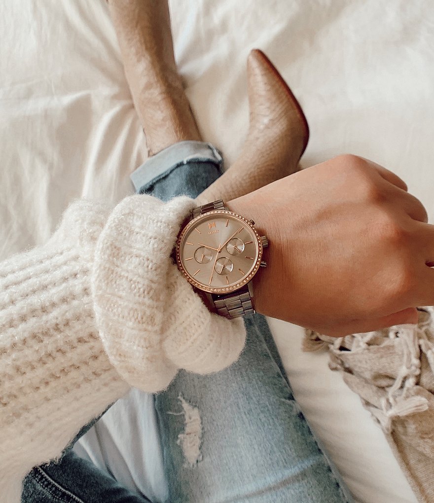 MVMT Women's Athena Crystal Taupe Bracelet Watch