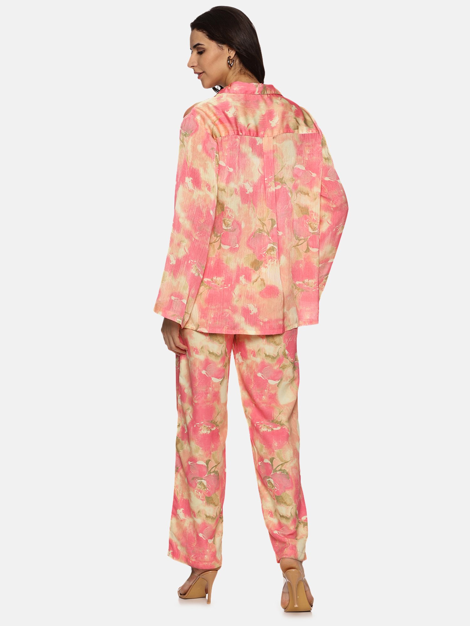 ISU Pink Printed Shirt With Trousers