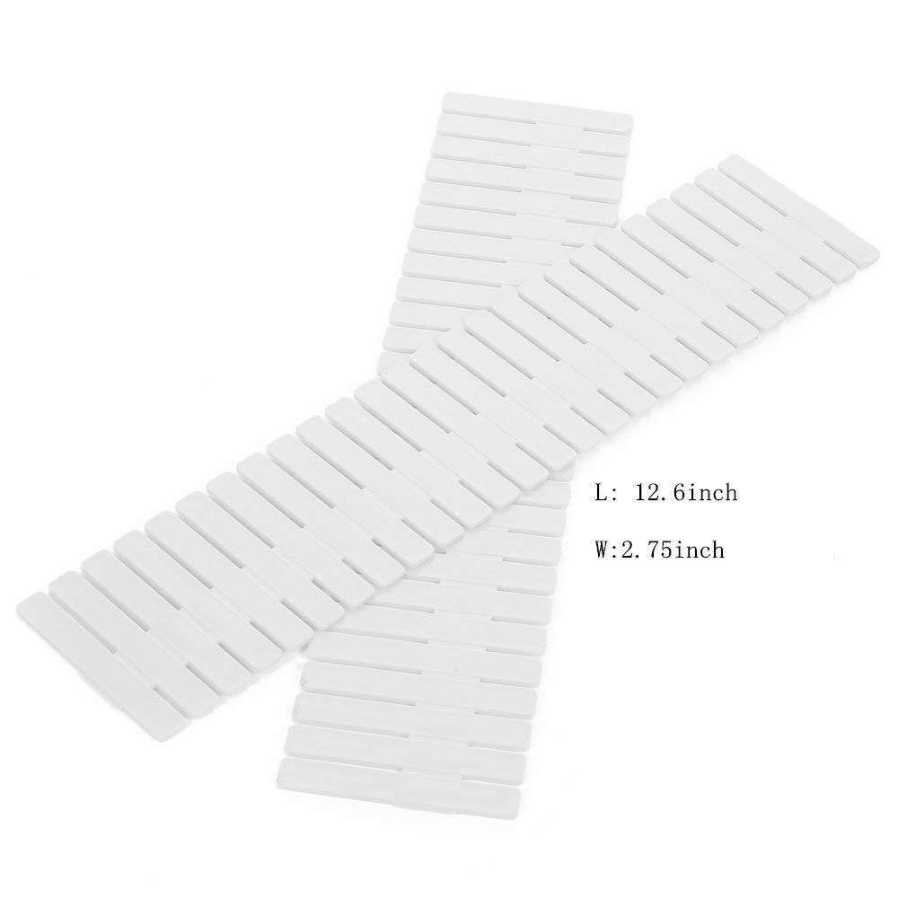 8pcs DIY Plastic Grid Drawer Divider Household Storage ShineMeThickening Housing Spacer Sub-grid Finishing Shelves for Home Tidy Closet Stationary Makeup Socks Underwear Scarves Organizer (White)