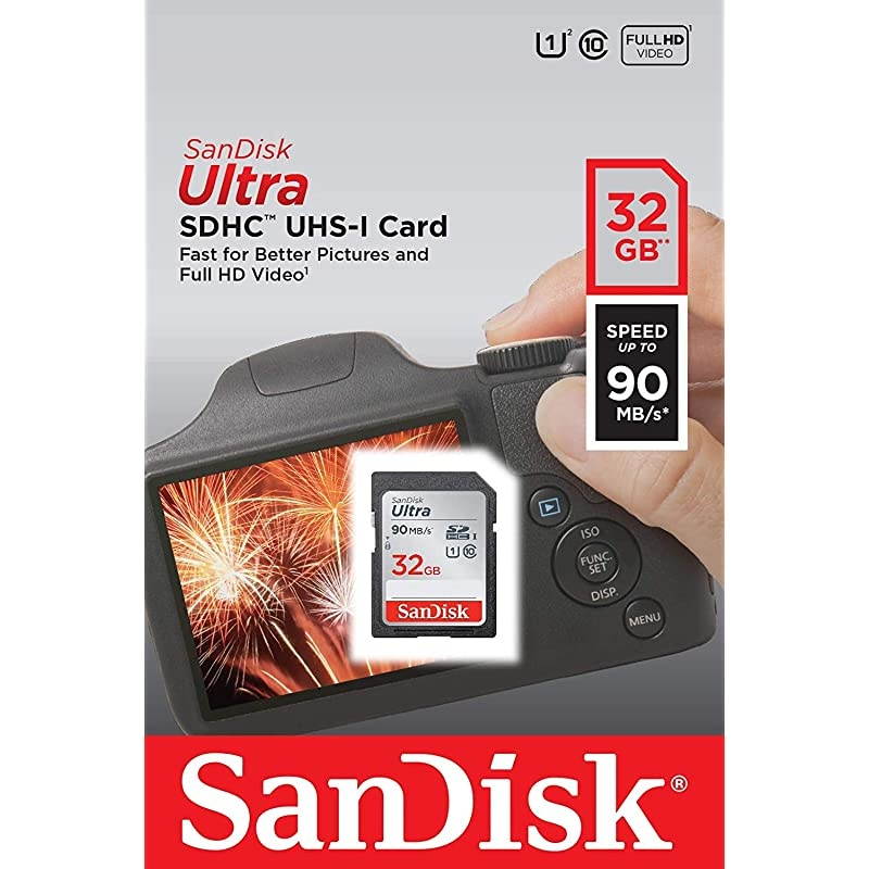 32GB SDHC SD Ultra Memory Card Two Pack Works with Canon EOS Rebel T7 Rebel T6 77D Digital Camera Class 10 SDSDUNR032GGN6IN Bundle with 1 Everything But Stromboli Combo Card Reader