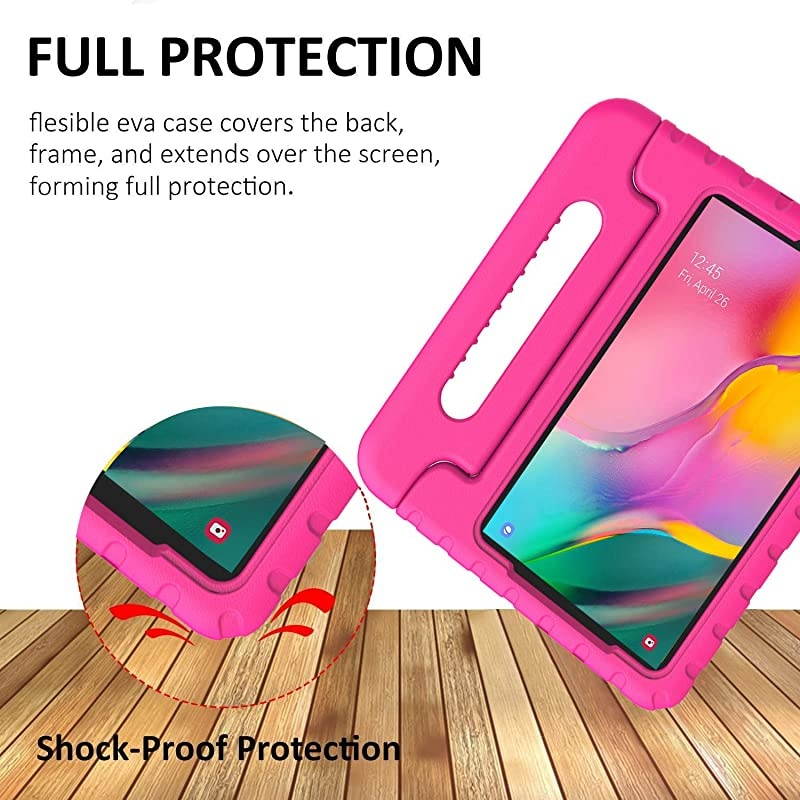 Kids Case for Samsung Galaxy Tab A 10.1 (2019) SM-T510/T515, Shockproof Light Weight Protective Convertible Handle Stand Kids Proof Case for Galaxy Tab A 10.1 Inch 2019 Release - Rose