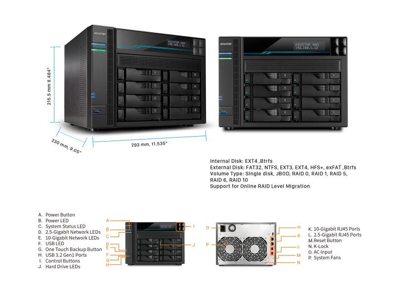 Asustor AS6508T Lockerstor 8 Enterprise 2.1GHz Quad-Core 8-Bay Diskless NAS