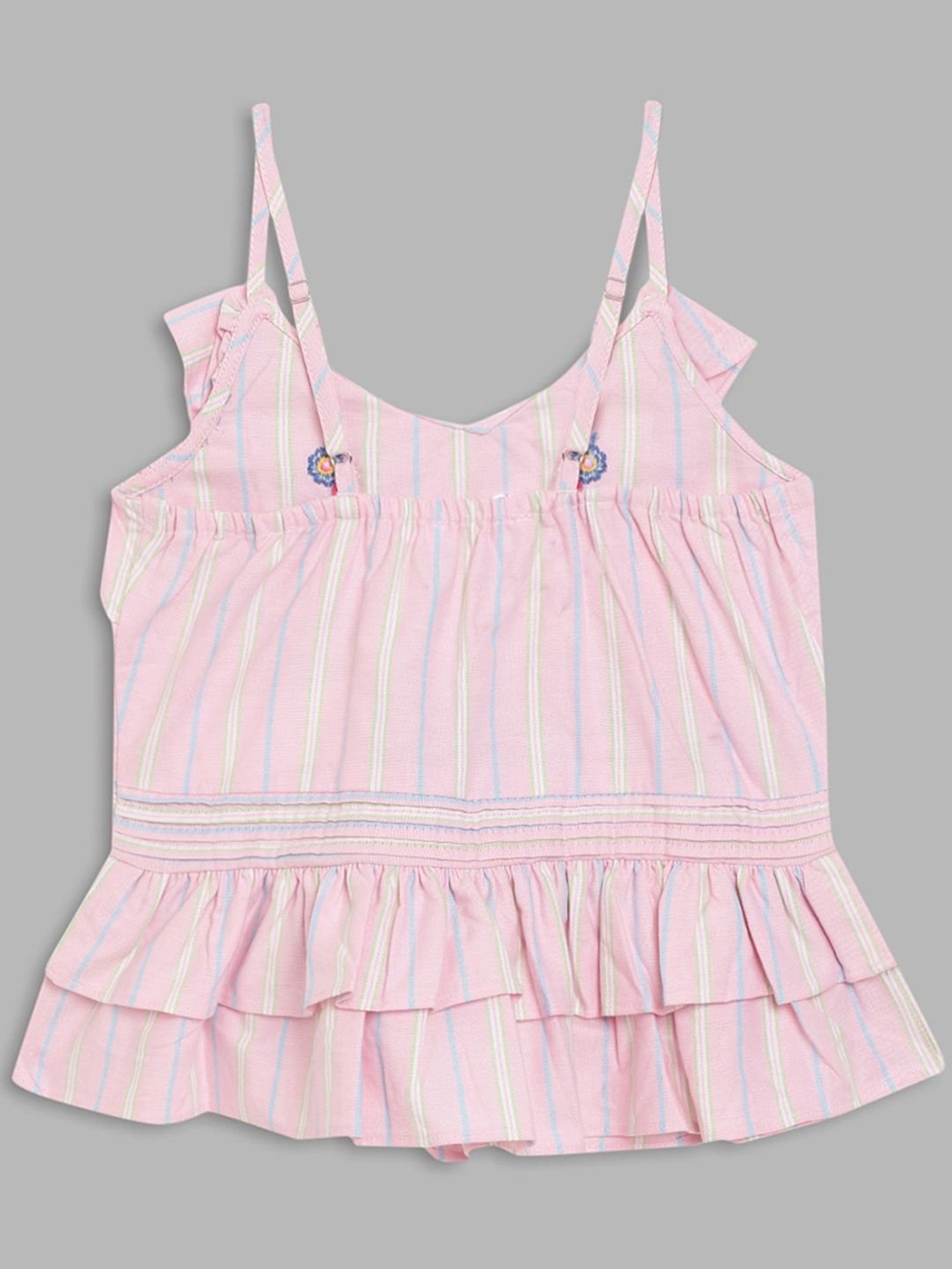 Elle Kids Pink Cotton Embroidered Top