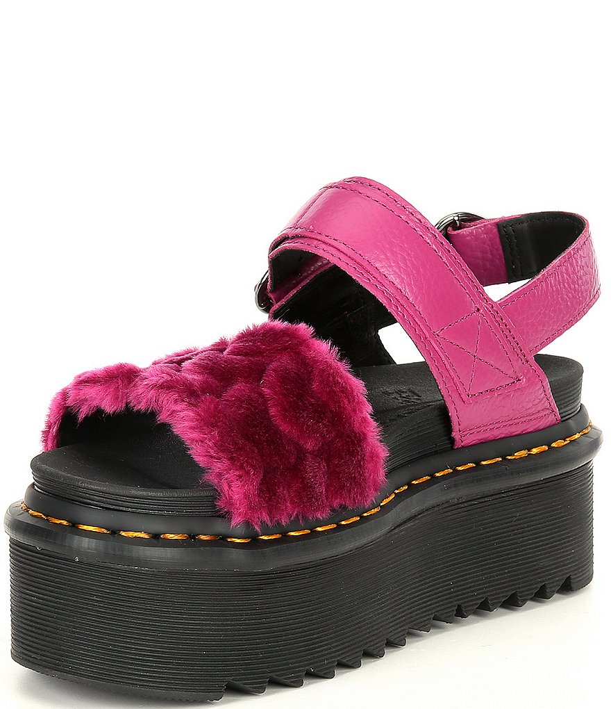 Dr. Martens Women's Voss Quad Fluffy Faux Fur Platform Sandals