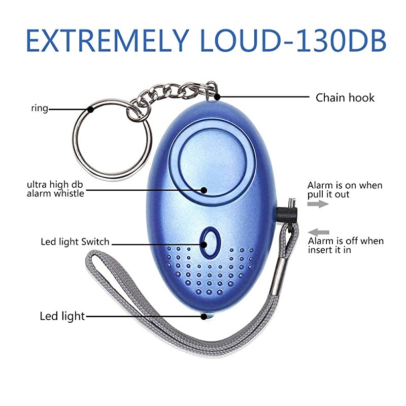 140 DB Personal Security Alarm Keychain 2Pack SOS Alarm Emergency with LED Light, Self Defense Security Alarm Personal for Kids,Women,Night Workers,Elderly, Color Blue/Black()