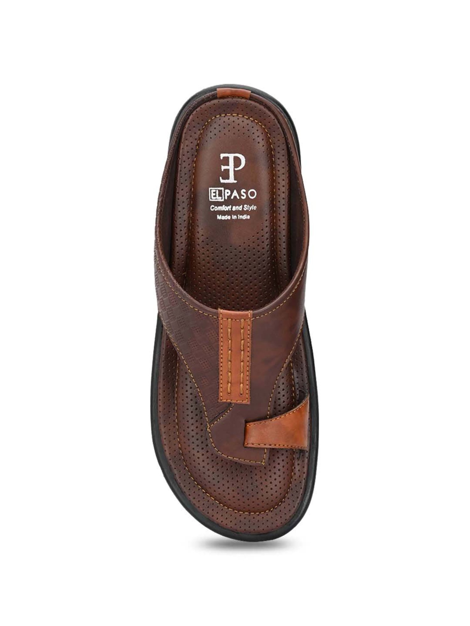 El Paso Men's Brown Toe Ring Sandals