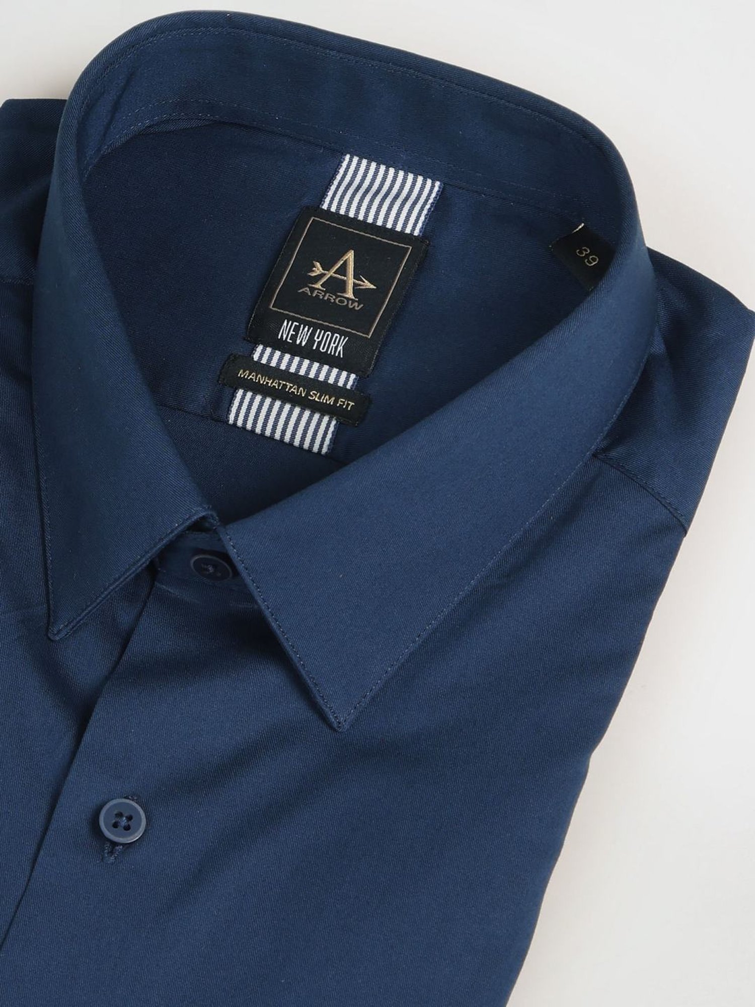 Arrow New York Blue Cotton Slim Fit Shirt