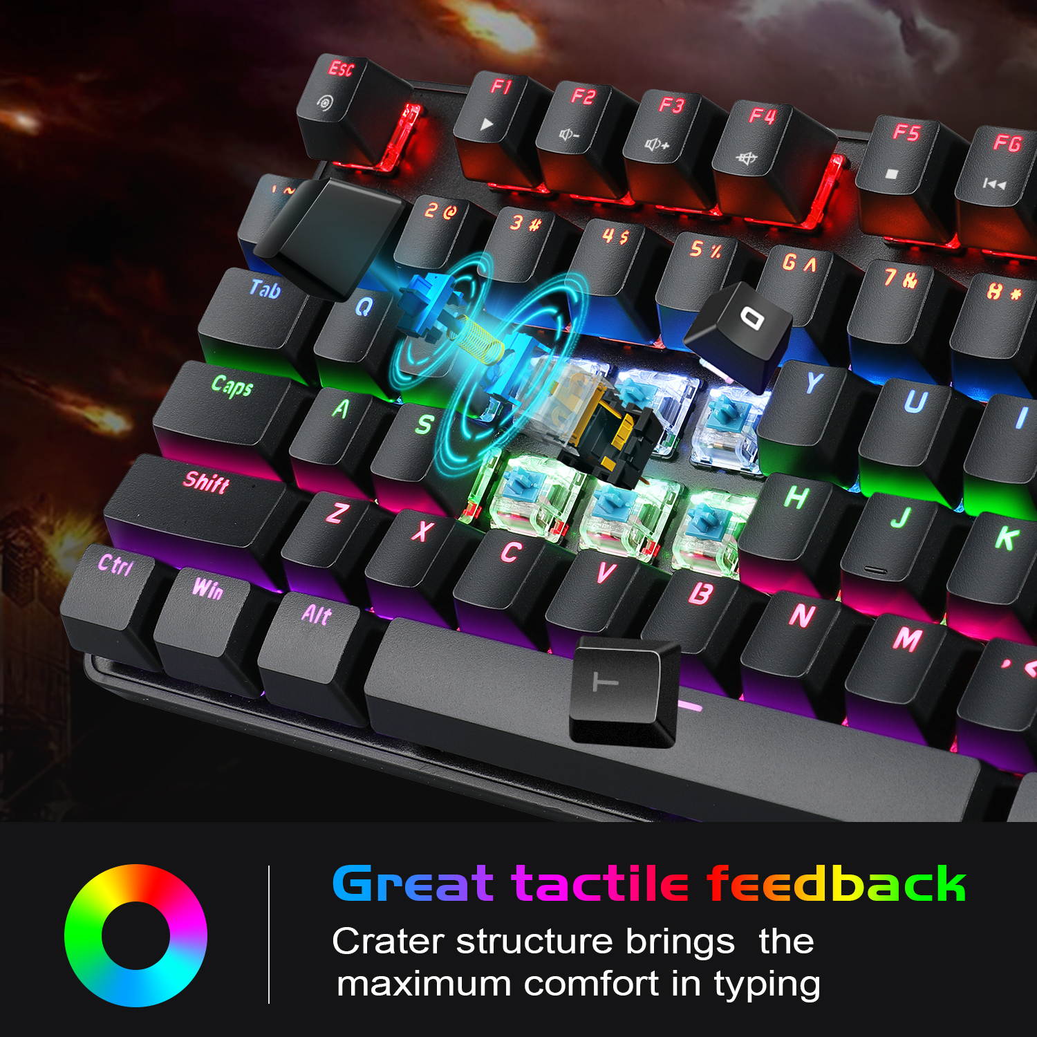 Mechanical Gaming Keyboard and Mouse Combo, MageGee MK-Storm 104 Keys Rainbow Backlit Keyboards, Black Switches, 7 Button Mouse Wired for PC Gamer Computer Laptop