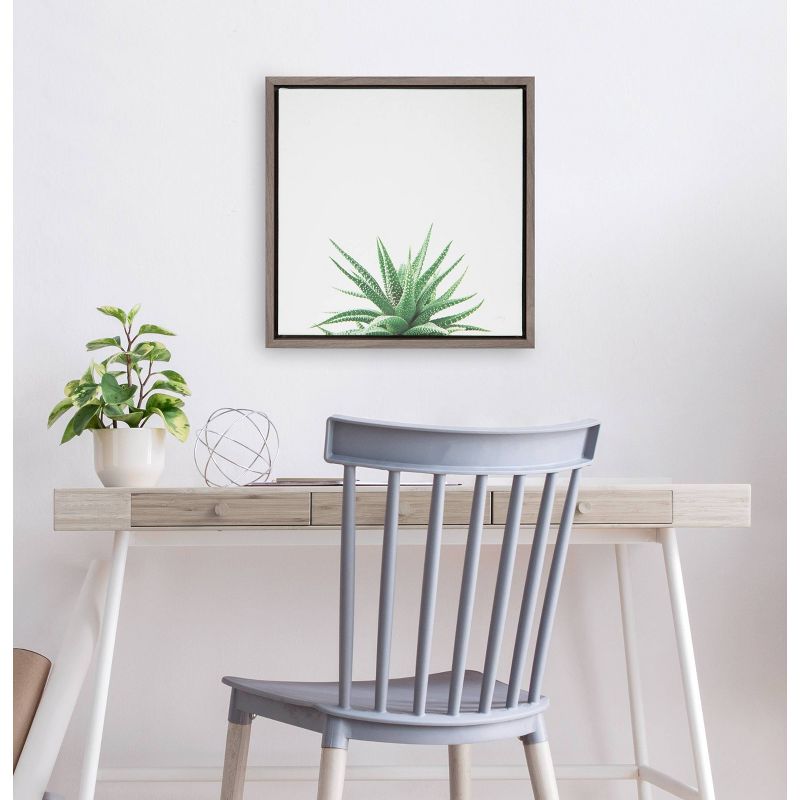 16" x 16" Succulent Simplicity I Neutral Framed Canvas Wall Art - Amanti Art