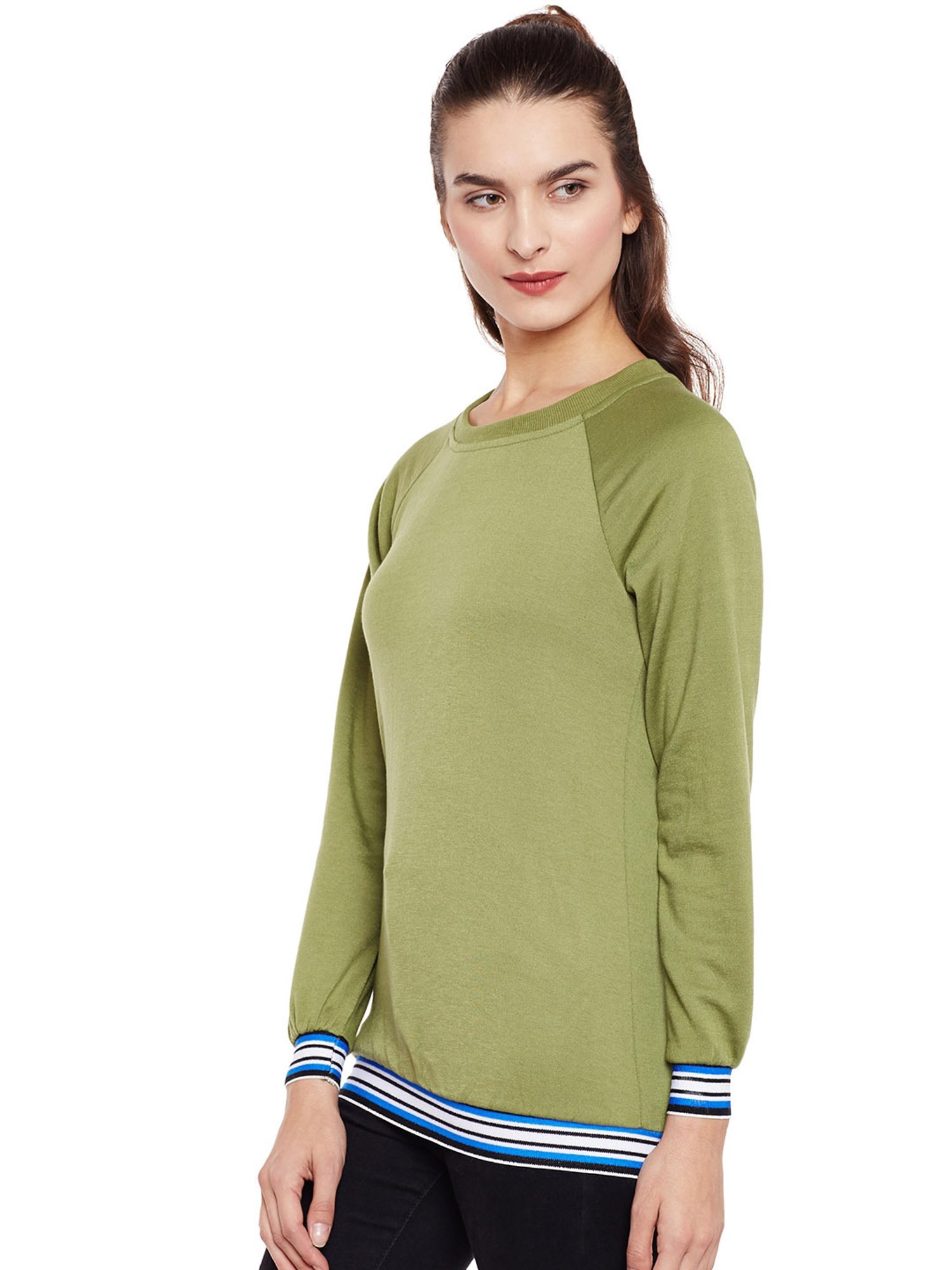 Belle Fille Green Full Sleeves Sweatshirt