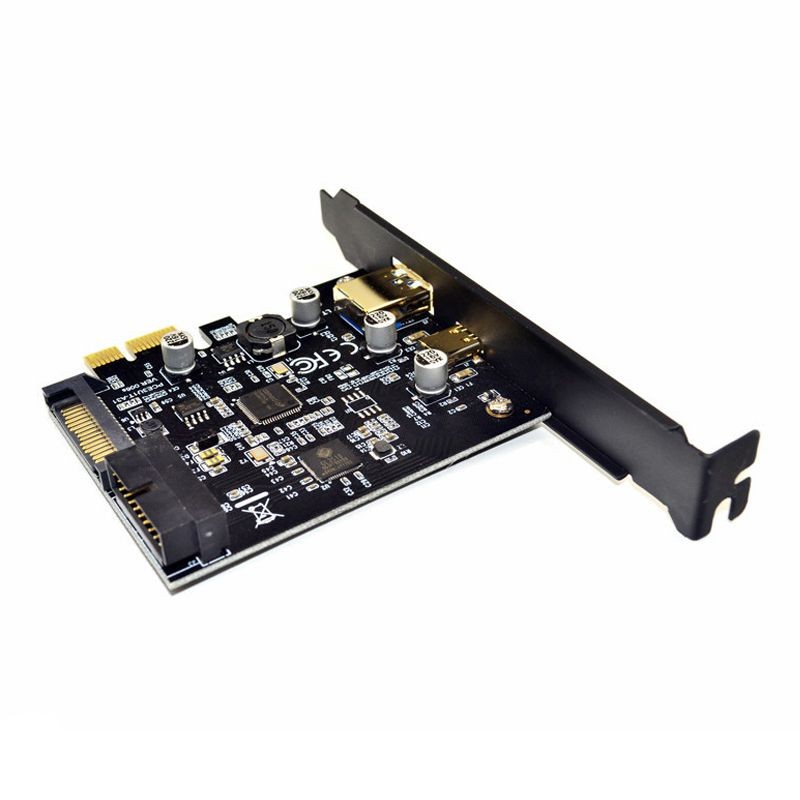 EnLabs PCIEU3ACS20 PCI-e to 4 Ports USB 3.1 GEN 1 (5Gbps)(USB Type-C +USB Type A  w/ Internal 19Pin USB 3.0 Dual Port)  PCI Express Card, Power by 15pin SATA w/ Full-Profile & Low-Profile Bracket