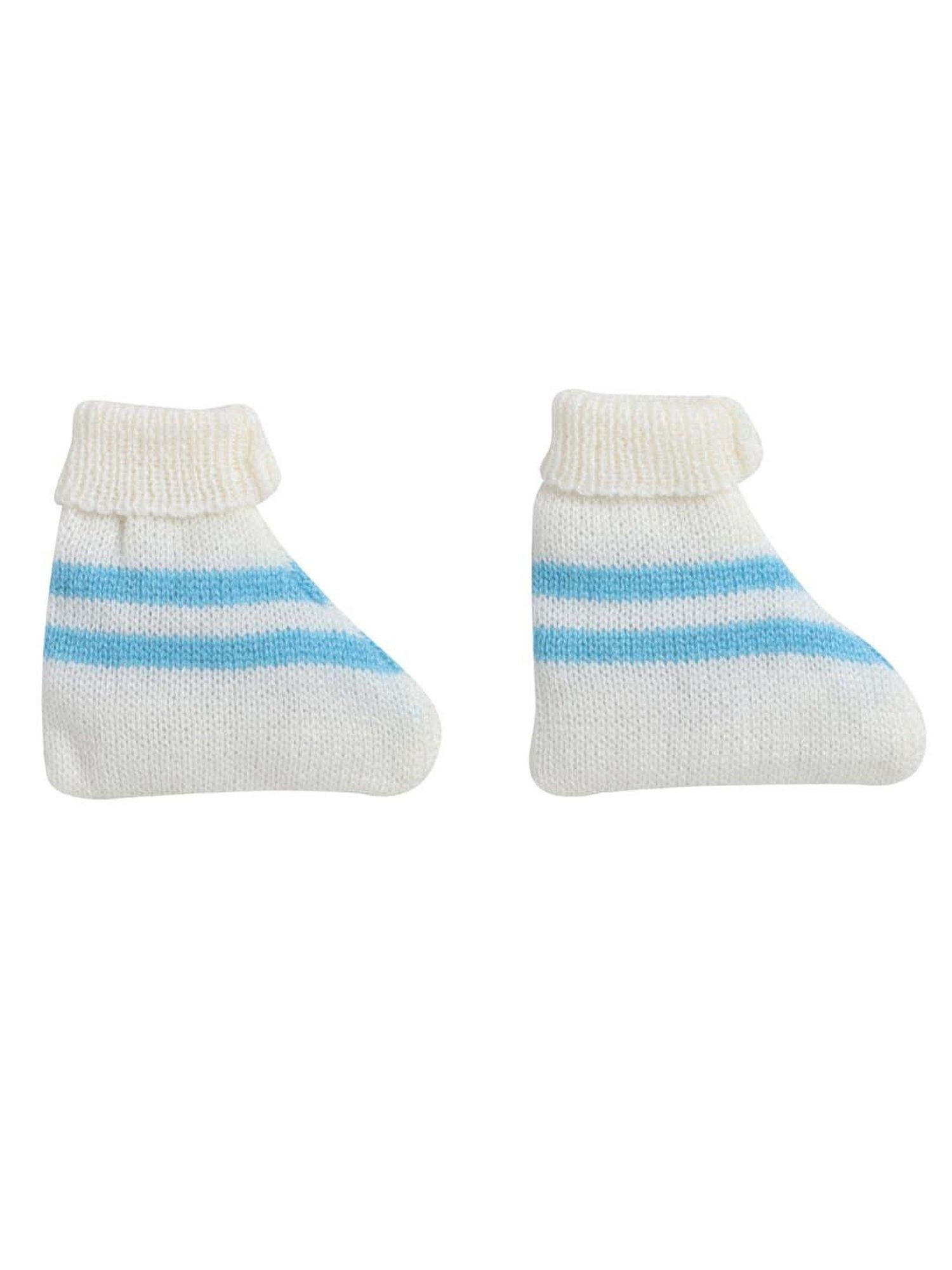 Little Angels Kids White & Blue Striped Full Sleeves Sweater Set