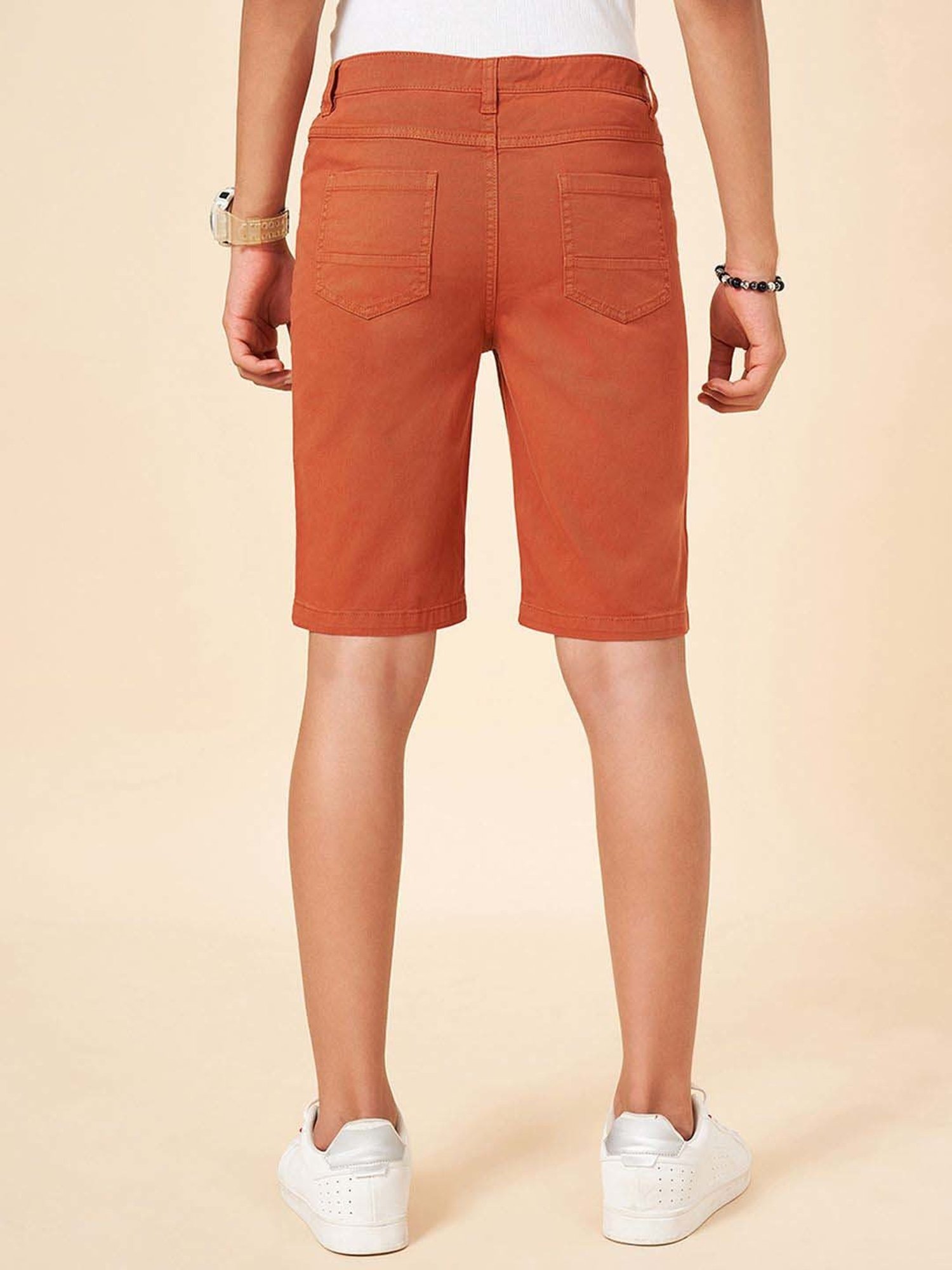 Coolsters by Pantaloons Boys Jaffa Orange Cotton Solid Shorts