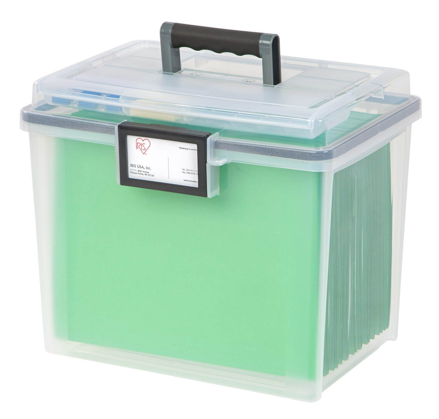 IRIS Letter Size Portable WEATHERTIGHT&reg; File Box, 4 Pack, Clear