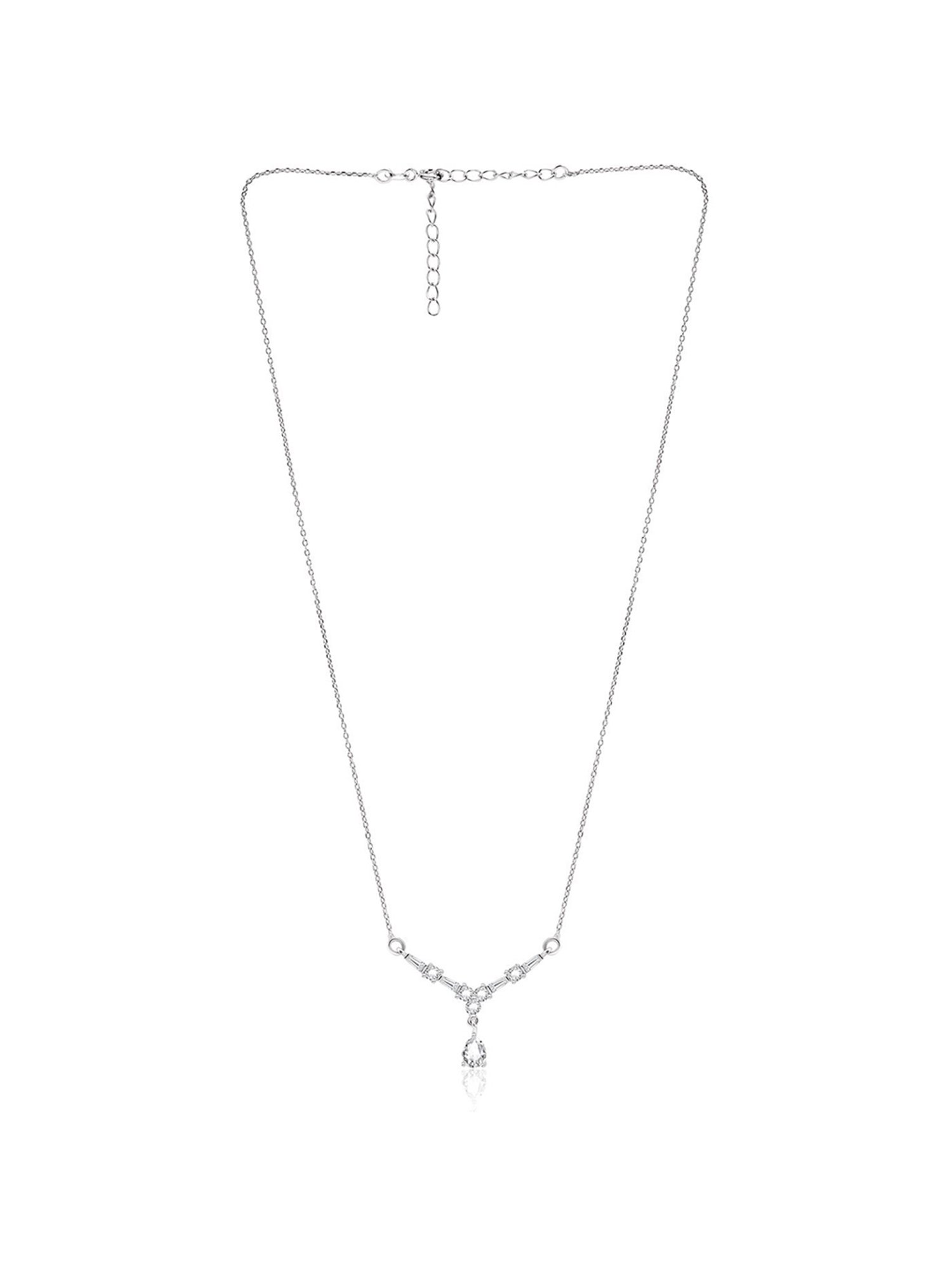 March by FableStreet 92.5 Sterling Silver Baguette Zircon Studded Necklace