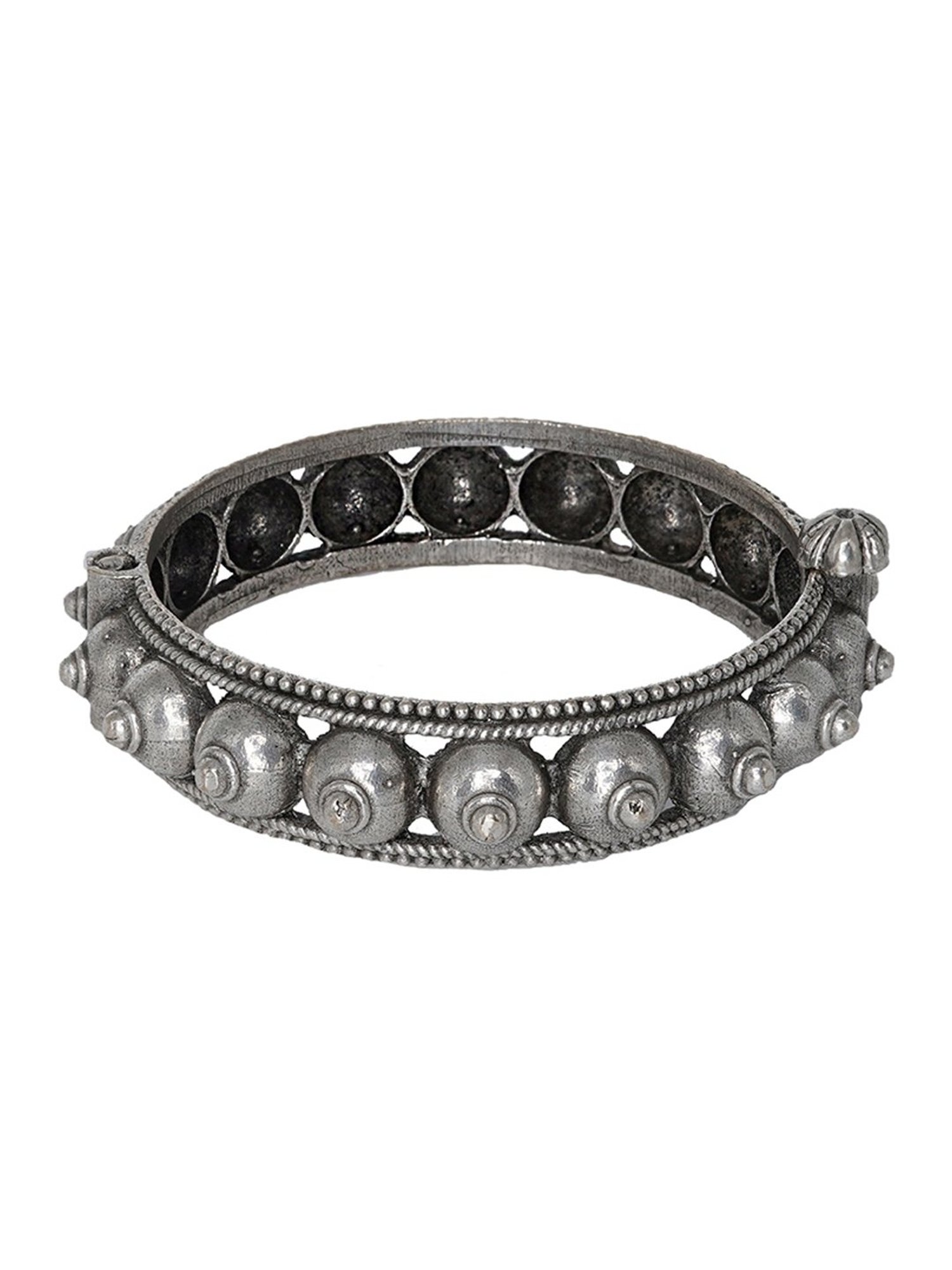 Teejh Ethnic  Sharmila Silver Oxidized Bangle for Women