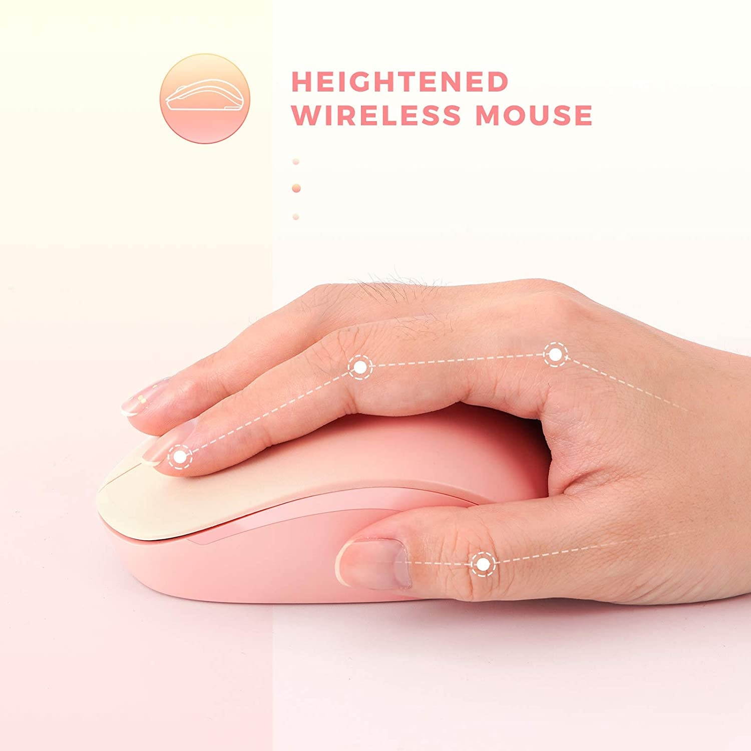 seenda Wireless Mouse 2.4G Noiseless Mouse with USB Receiver Portable Computer Mice for PC Tablet Laptop Notebook with Windows System - Gradient Pink