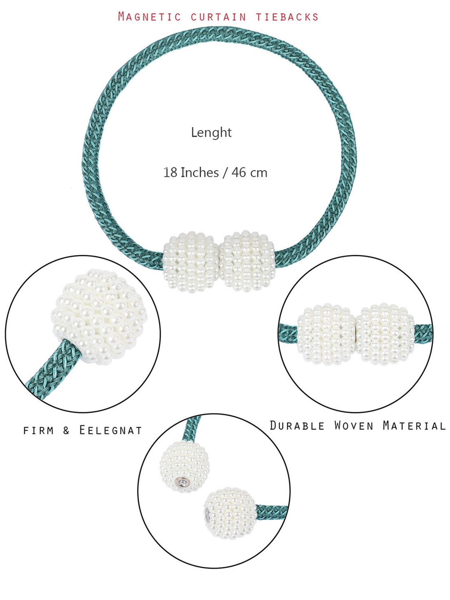 Romee Green Polyester Solid Curtain Tie and Hold Backs